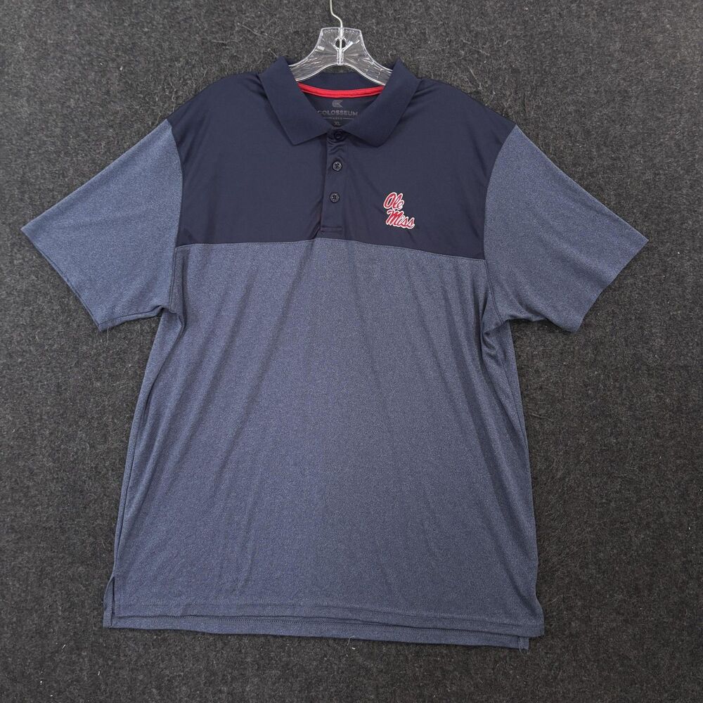 Ole Miss Rebels Polo Shirt Men's XL Blue Colosseum Colorblock Golf